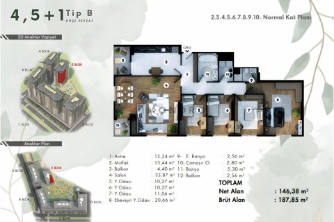 Продажа квартиры  в Эйюпе, Стамбуле, Турция 4+1, 175м2, №193689 – фото 27